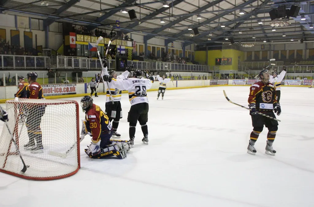 The ice at Planet Ice Milton Keynes during a Milton Keynes Lightning game